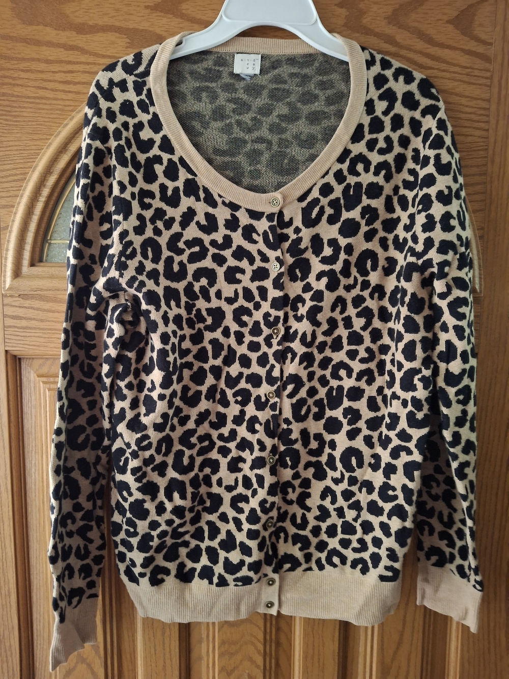 a new day Leopard Print Button-Front Cardigan in Black and Tan